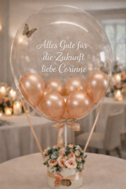 Ballon mit Körbchen und Blumen